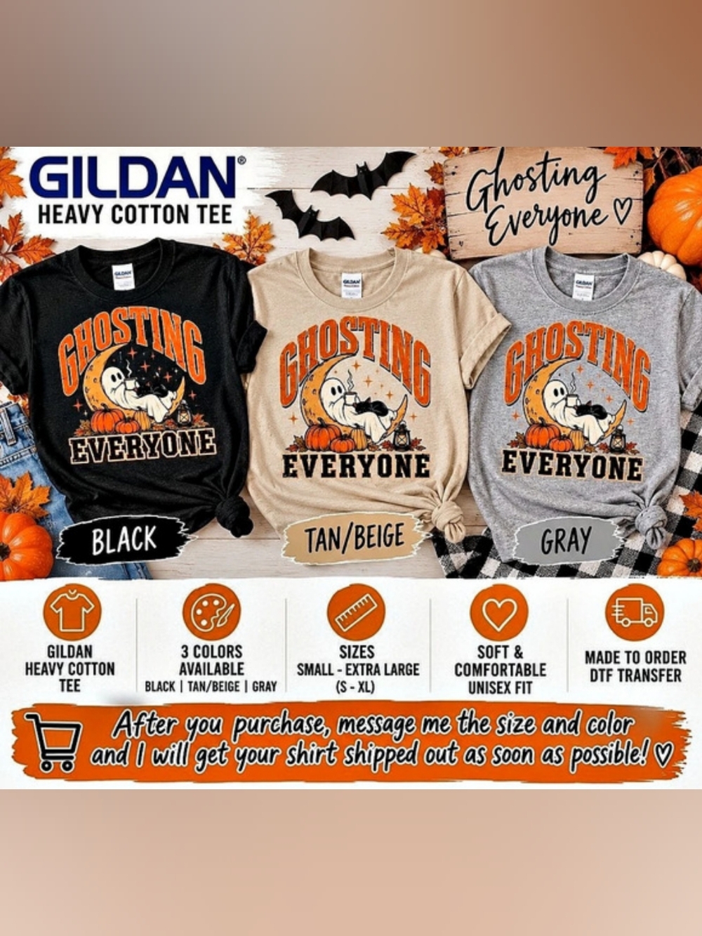 Gildan Heavy Cotton Tee Ghosting Everyone Ghosting Everyone Graphic Tee NWT